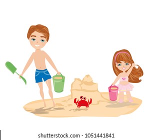 Children play on a beach