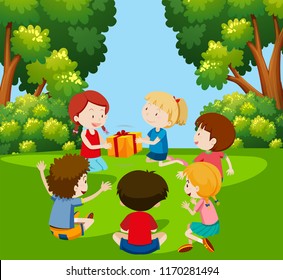 Children Play Pass Parcel Illustration Stock Vector (Royalty Free ...