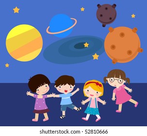 Children Play In The Planetarium