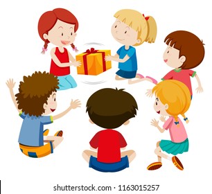 Children play present game illustration