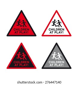 Children at play traffic sign vector set