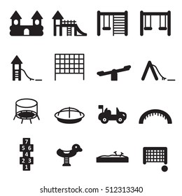 Children Playground Icon Set. Vector.