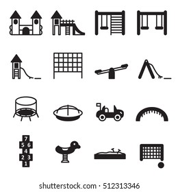 Children playground icon set. Vector.