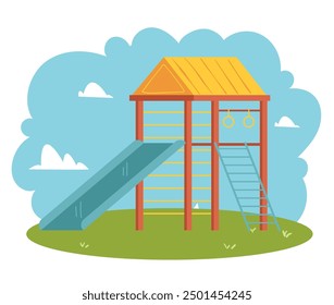 Children playground isolated design element concept. Vector cartoon hand drawn illustration

