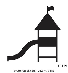 Vector plano del icono de la diapositiva del patio de los niños