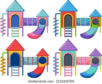 A children playground slide set on white background illustration