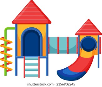 A children playground slide set on white background illustration