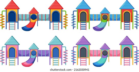 A children playground slide set on white background illustration