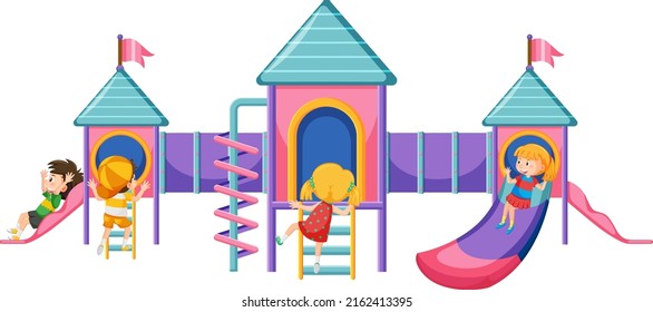 A children playground slide set on white background illustration