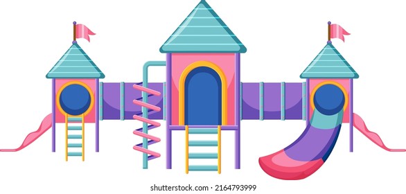 A children playground slide set on white background illustration