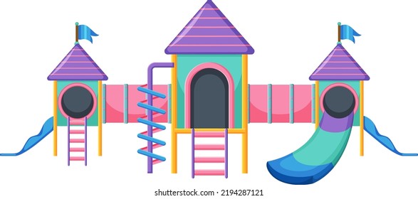 A children playground slide set on white background illustration