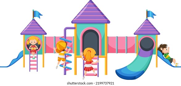 A children playground slide set on white background illustration