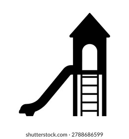 Children playground slide and tower icon with playground children recreation