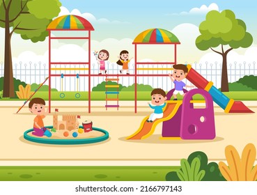 Children Playground Swings Slide Climbing Ladders Stock Vector (Royalty ...