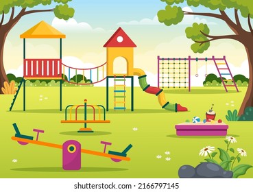 Children Playground Swings Slide Climbing Ladders Stock Vector (Royalty ...