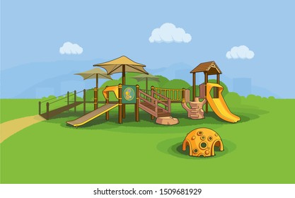 Children playground. Vector cartoon graphic