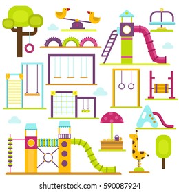 Children playground vectoroutdoor kids time illustration.