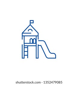 Children playground,small house  line icon concept. Children playground,small house  flat  vector symbol, sign, outline illustration.