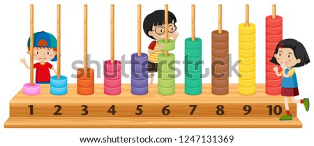 Children playing with abacus illustration