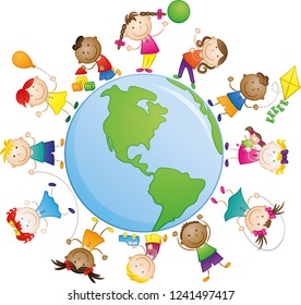 Children Playing Around World Stock Vector (Royalty Free) 1241497417 ...
