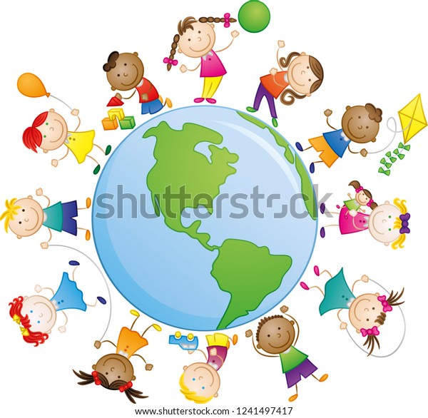 Children Playing Around World Stock Vector (Royalty Free) 1241497417 ...