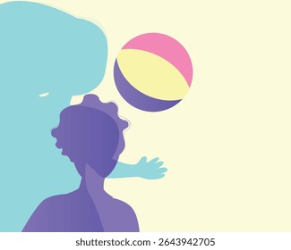 Crianças jogando com bola como irmãos e irmãs ou Authentic Family, silhueta vetor ilustração stock com silhuetas crianças