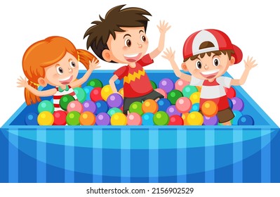 Children Playing In The Ball Pit Illustration