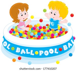 Children playing in a ball pool