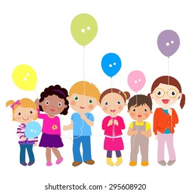 children playing with balloons