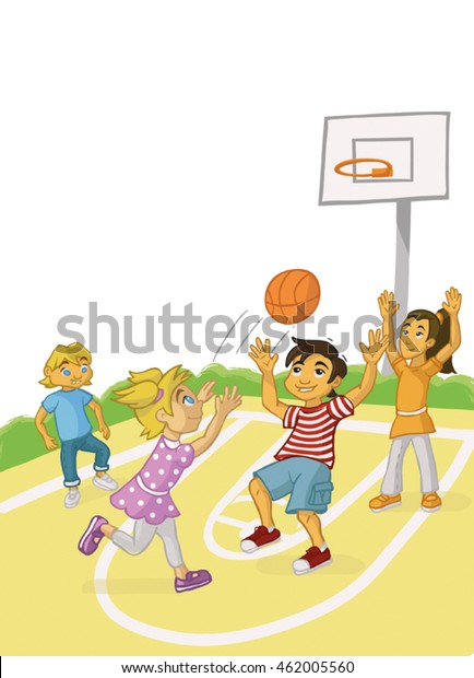 Children Playing Basketball Stock Vector Royalty Free 462005560
