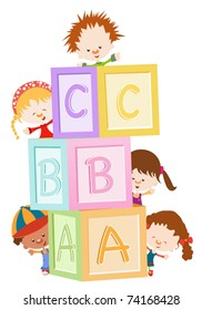 Children Playing With Blocks