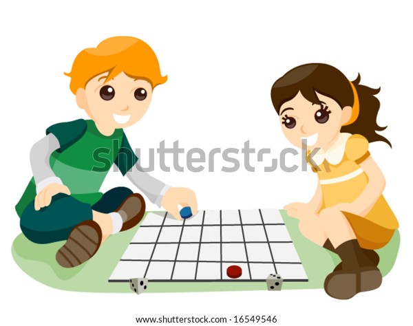 Children Playing Board Games Vector Stock Vector Royalty Free 16549546
