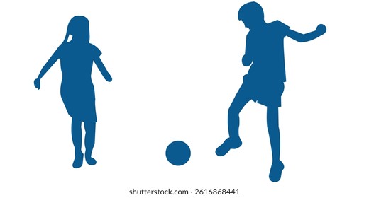 children playing boys and girls silhouettes isolated on white background . 