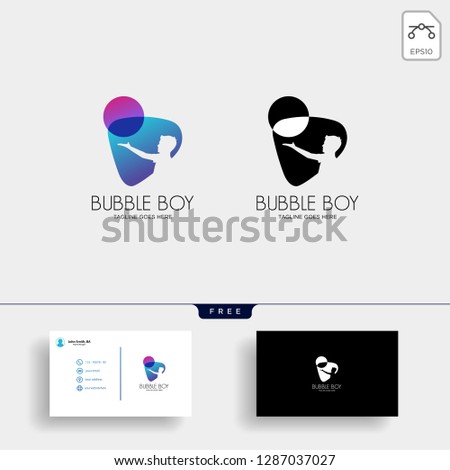 children playing bubble or balloon logo template with business card