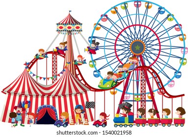 Children playing at the circus illustration