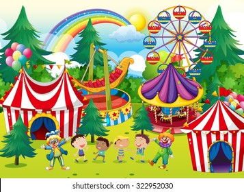 Children Playing Circus Illustration Stock Vector (Royalty Free) 322952030