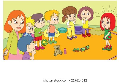 children playing classroom