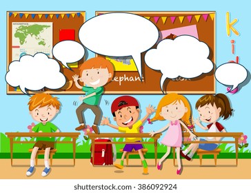 Children playing in the classroom illustration