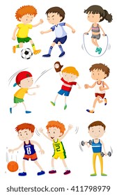 Children Playing Different Sports Illustration Stock Vector (Royalty ...