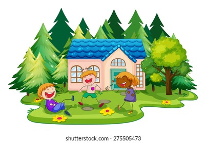Niños jugando frente a la casa