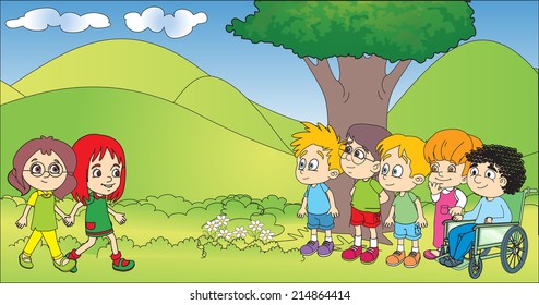 children playing garden