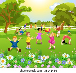 children playing in the garden