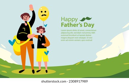 children playing in the grass with her father. Happy father's day	
