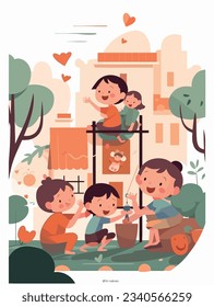Children are playing happily on Children's Day