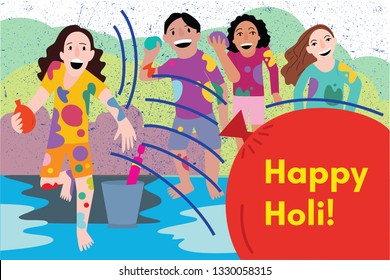 Children playing holi
