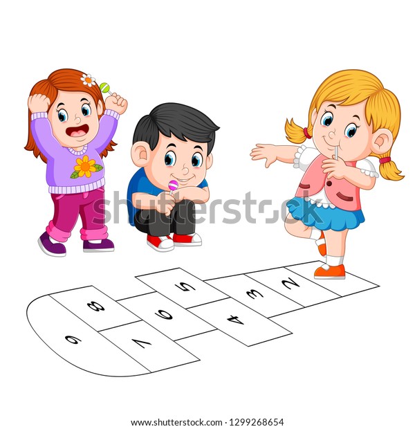 Children Playing Hopscotch Stock Vector (Royalty Free) 1299268654