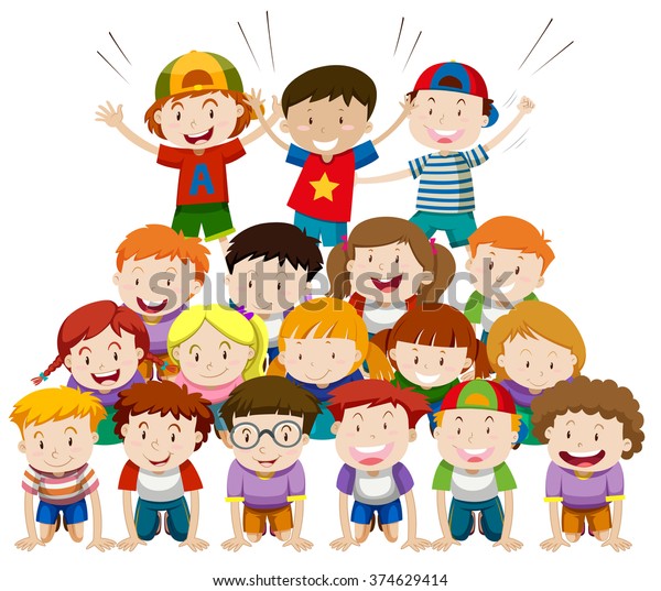 Children Playing Human Pyramid Illustration Stock Vector Royalty