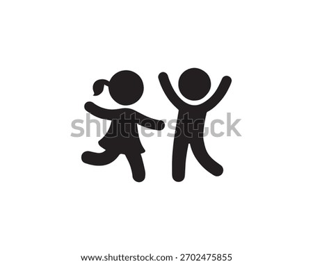 Children playing icon vector design art illustration