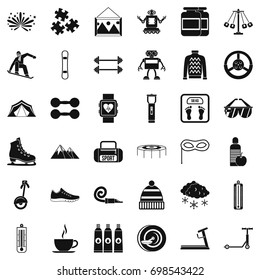 Children playing icons set. Simple style of 36 children playing vector icons for web isolated on white background