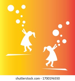 niños jugando con el logotipo de ilustración vectorial